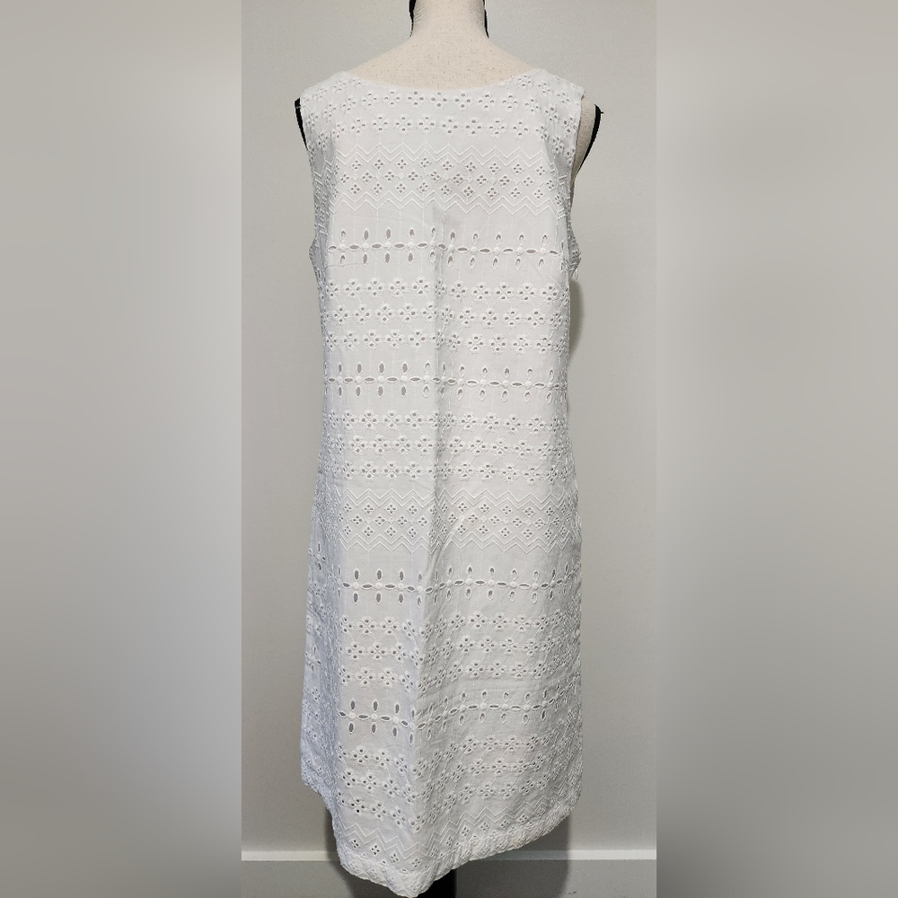 Talbots Eyelet Fully Lined White Sleeveless Dress - Picture 2 of 6